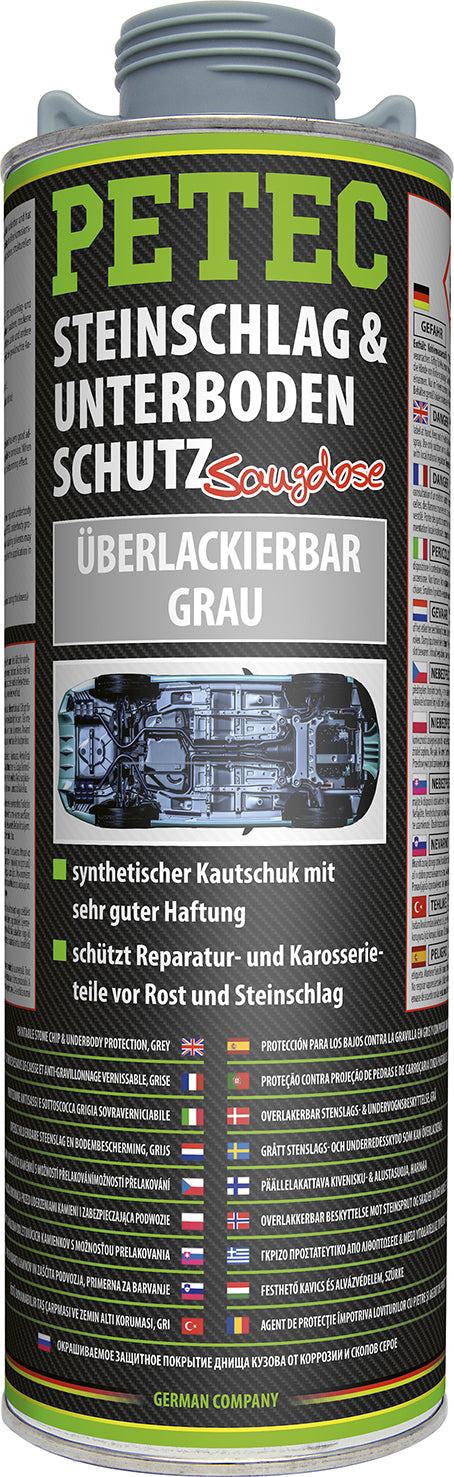 PETEC Steinschlag-und Unterbodenschutz in Grau 1l in Kartusche